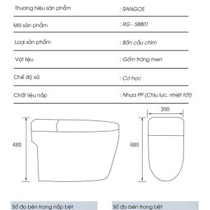 Alternative view of BỒN CẦU ĐẶT SÀN CAO CẤP RANGOS RG-S8801